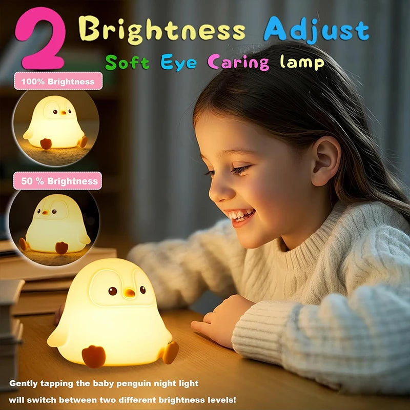 Cute Penguin Night Light,Led Squishy Novelty Lamp,2 Levels Dimmable Nursery Bedroom Nightlight for Kids, Dorm Decor