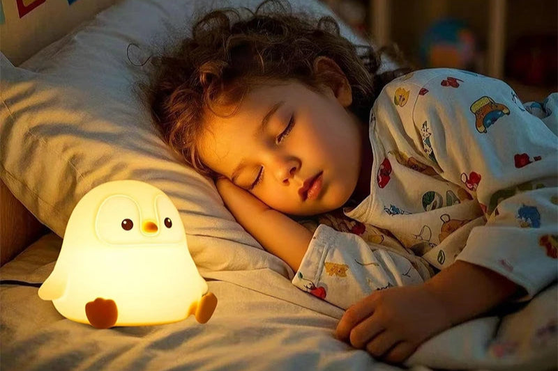 Cute Penguin Night Light,Led Squishy Novelty Lamp,2 Levels Dimmable Nursery Bedroom Nightlight for Kids, Dorm Decor