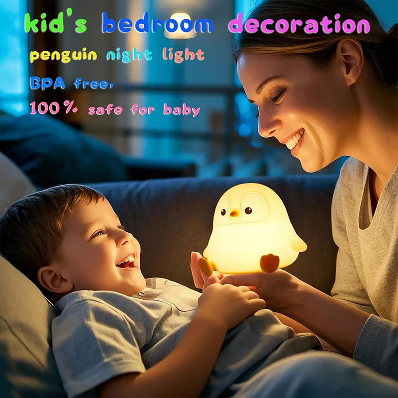 Cute Penguin Night Light,Led Squishy Novelty Lamp,2 Levels Dimmable Nursery Bedroom Nightlight for Kids, Dorm Decor