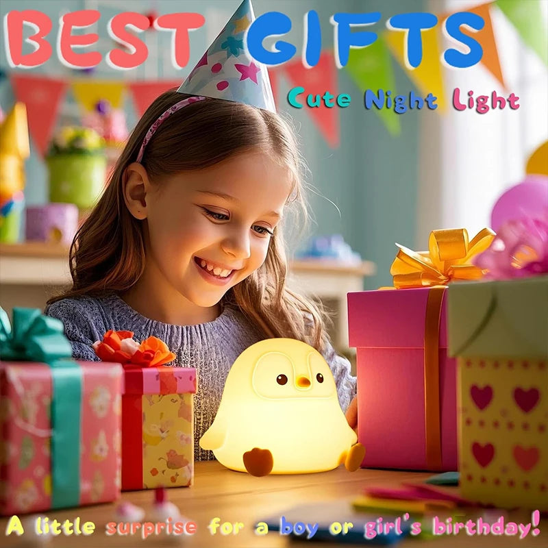 Cute Penguin Night Light,Led Squishy Novelty Lamp,2 Levels Dimmable Nursery Bedroom Nightlight for Kids, Dorm Decor